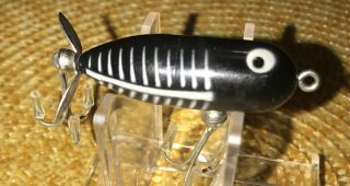 Heddon Tiny Torpedo Topwater Fishing Lure Black/w White Stripes 1 3/4 Inches