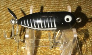 Heddon Tiny Torpedo Topwater Fishing Lure Black/w White Stripes 1 3/4 Inches 2