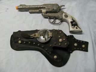 Vintage Texan Jr Cap Gun With Leather Holster Made By Hubley With Rare Holster