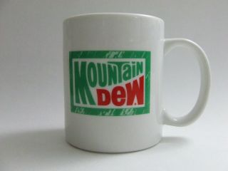 Mountain Dew White Ceramic Coffee Tea Cup Mug Rare Short Run Logo 1996 - 1999