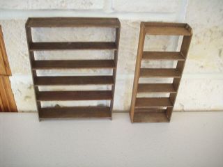 Set Of 2 Vintage Miniature Doll House Wooden Book Shelves Open Wall