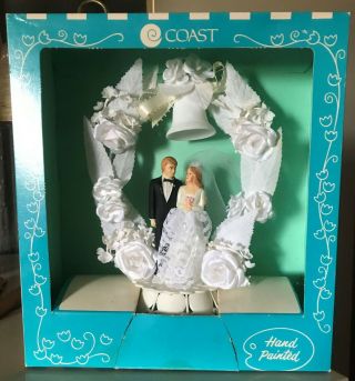 Vintage 1980s Wedding Cake Topper Bride And Groom In The Box Coast Novelty Mfg