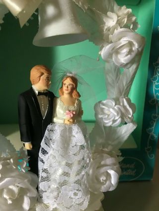 Vintage 1980s Wedding Cake Topper Bride and Groom in the Box Coast Novelty MFG 3