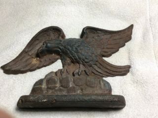 Antique Cast Iron Standing American Eagle Door Stop Rare Find 10 In Wide 6 Tall