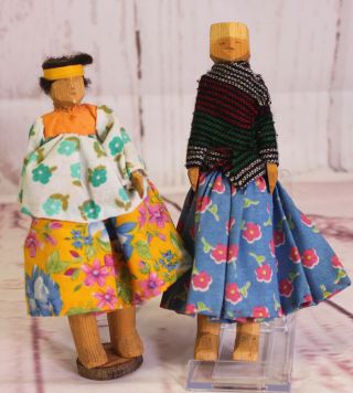 Vintage Tarahumara Native American Indian Stick Dolls - Set 2 Wood Doll Figures