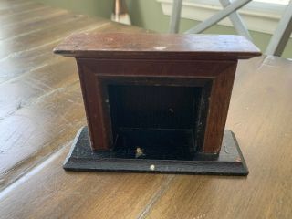 Dollhouse Miniature Wooden Fireplace Hearth Antique Vintage Small Toy Furnishing