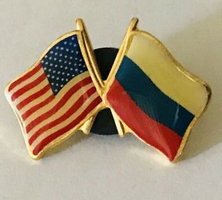 Usa United States Russia Twin Flag Lapel Pin Badge Rare Vintage (j10)