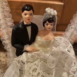Vintage Bride And Groom Wedding Cake Topper 1960 3