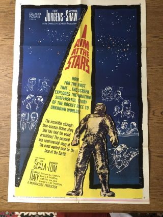 1960 Rocket Space Age Movie Poster I Aim At The Stars One Sheet Rare
