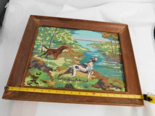 Undated 19 X 15 Vintage Paint By Numbers Hunting Dogs Framed Pointer