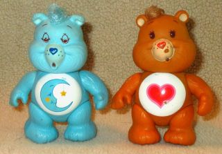 Vintage 1983 Agc Care Bears Poseable Figures Bedtime & Tenderheart Pvc