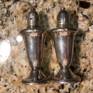Vintage Crosby Sterling Weighted 4 1/2  Tall Salt And Pepper Shakers