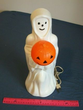 Rare Vintage Empire 14 " Blow Mold Ghost Holding Pumpkin Halloween Light Up