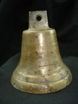 Antique Bronze Farm/garden Dinner Bell,  Cast Iron Ringer,  4 " High,  3.  75 " Dia.
