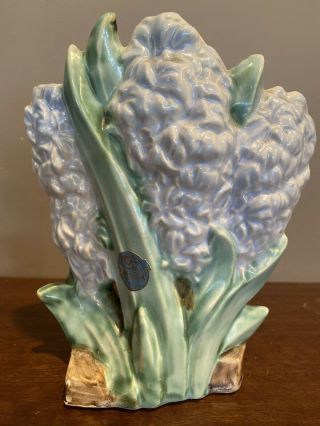 Vintage Mccoy Blue 8 " Hyacinth Flower Planter Vase Art Pottery Rare Orig.  Tag