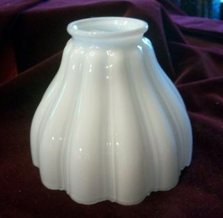 Single Antique Vintage Cased Milk Glass Fluted Electric Lamp Light Shade