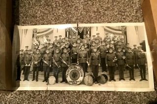 Rare Antique 16 X 8 " American Legion Wisconsin Band Panoramic Photo 1922