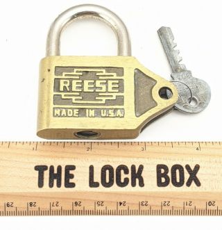 Vintage Antique Reese Padlock Old Brass Warded Padlock With Key