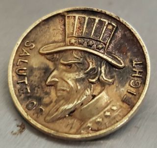 Rare Uncle Sam Salute Or Die Bronze Brass Pin Pinback Antique Civil War Ww1