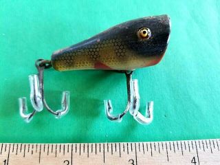 Vintage Wooden Creek Chub Baby Plunker Bass Fishing Lure.  2 " Body.  Perch