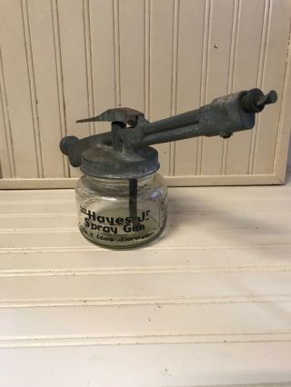 Vintage The Hayes Jr Spray Gun Garden Sprayer Glass Jar Hose Nozzle