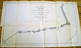 1865 C.  W.  Map Federal Point Entrance Fort Fisher Rebel Fortifications