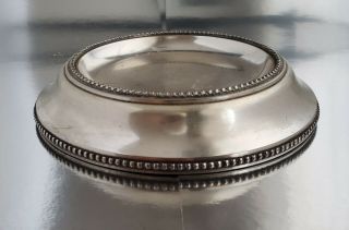 Pottery Barn Silver Metal Pillar Candle Holder Platter Tray Dish