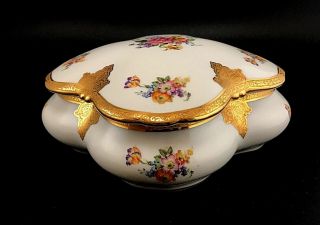 Vintage Limoges - French Porcelain Trinket Box - Unique Shape