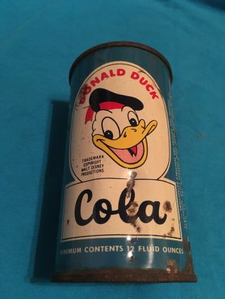 Walt Disney Donald Duck Cola Soda Can Vintage And Rare Bright Colors
