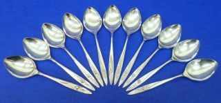 11 - Oneida Community Morning Rose Silverplate Flatware 6 7/8 " Oval Soup Spoons
