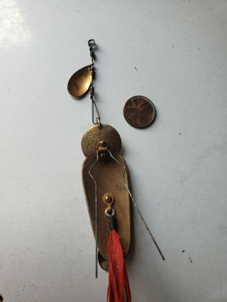 Vintage Heddon Brass King Stanley Spoon Lure W/ Red Feathers