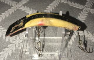 Vintage Helin U20 Flatfish 3 - 1/2 In Fishing Lure (black Stripe)