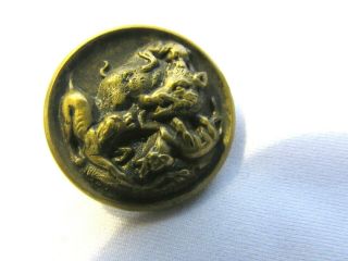 5rare Antique Button Dogs Attacking Wild Boar - Signed Eingetr Muster W.  L.  R - 1 1/8 "