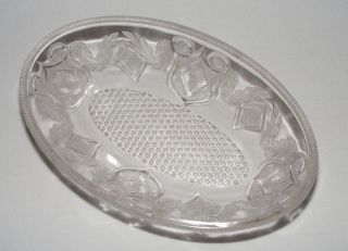 Antique Victorian Early American Pressed Glass Oval Bowl Eapg Grape Festoon