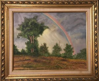 Vintage Landscape Oil Painting Signed And Framed 26”x 22”