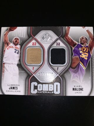 2009 - 10 Lebron James Karl Malone Upper Deck Combo Materials Patch 179/499 - Rare