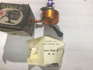 1955 Crown Planet Junior No 65 Closed Face Fishing Reel Made In Japan