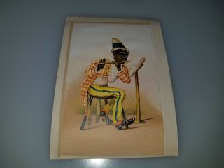 Antique Victorian Trade Card Black Americana Black Man Playing Flute