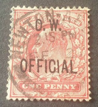 Gb Kevii Sg219 1d Red Very Rare Office Of Work O.  W Official Overprint