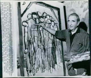 1969 Painter Abraham Rattner Finish Tryptych Jews Hanged In Iraq Art Photo 8x8