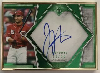 2019 Topps Definitive Joey Votto Gold Frame On Card Auto 10 /15 Reds Rare