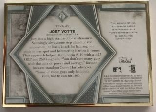 2019 Topps Definitive Joey Votto Gold Frame On Card Auto 10 /15 Reds RARE 2