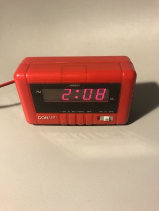 Vintage 80’s Conair Digital Alarm Clock Red Model Cl1001 World