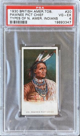 1930 Bat Types Of North American Indians 20 Pawnee Pict Chief Psa 4 Vg - Ex Rare