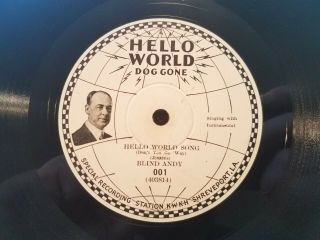 Hello World Kwkh Blind Andy Okeh 78 Rpm Record Rare E
