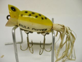 Vintage Fishing Lure,  Arbogast Hula Popper,  Frog W/white Belly,  Side Stencil Ltr