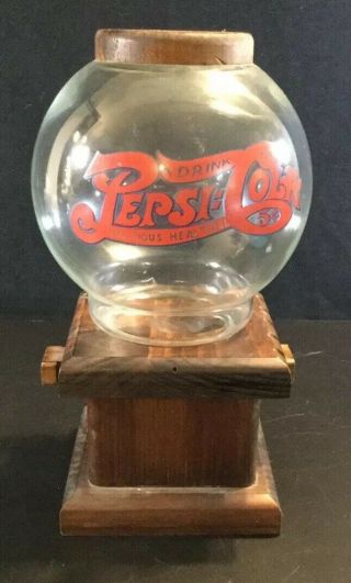 Very Rare Vtg Pepsi Cola Candy Peanut Dispenser Glass Globe,  Base.