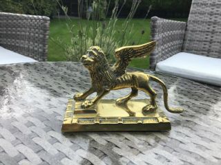 Antique Grand Tour Brass Solid Brass Bronze St Marks Venice Lion,  No.  1