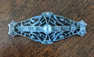 Vintage/antique Czech 925 Sterling Silver Filigree Ornate Brooch Pin 2 "