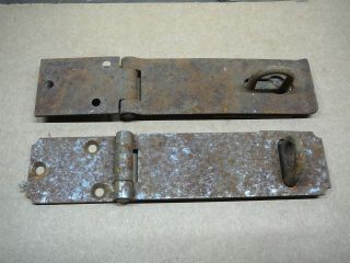 2 - Vintage Antique Salvaged Shed Barn Door Lockable Hasps & Keepers 6.  5x1.  5 - 2